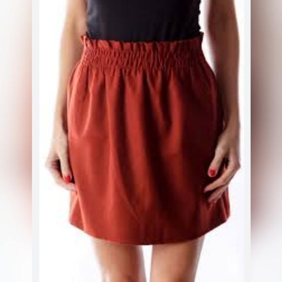 J crew red fully lined mini skirt with side pockets. Size 00, EUC - Picture 1 of 12